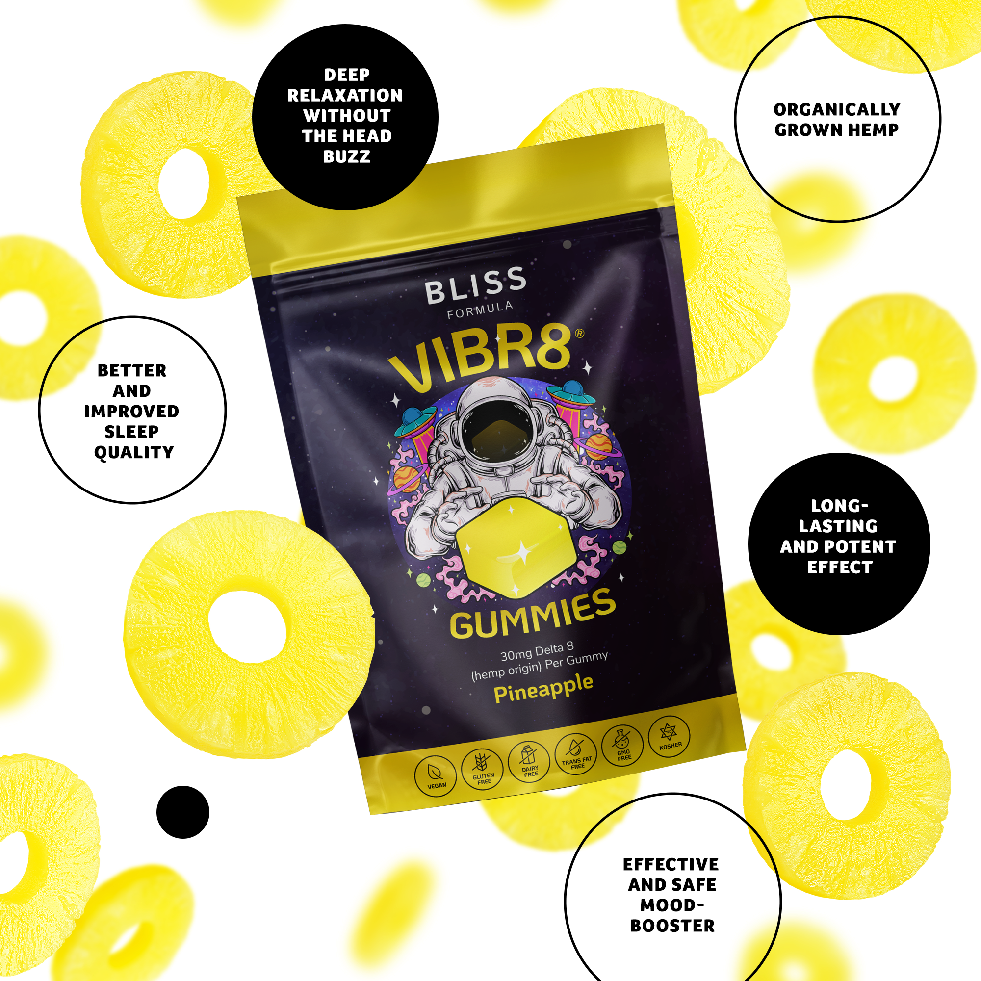 VIBR8® Gummies 15 Pieces (750mg Total Delta 8)