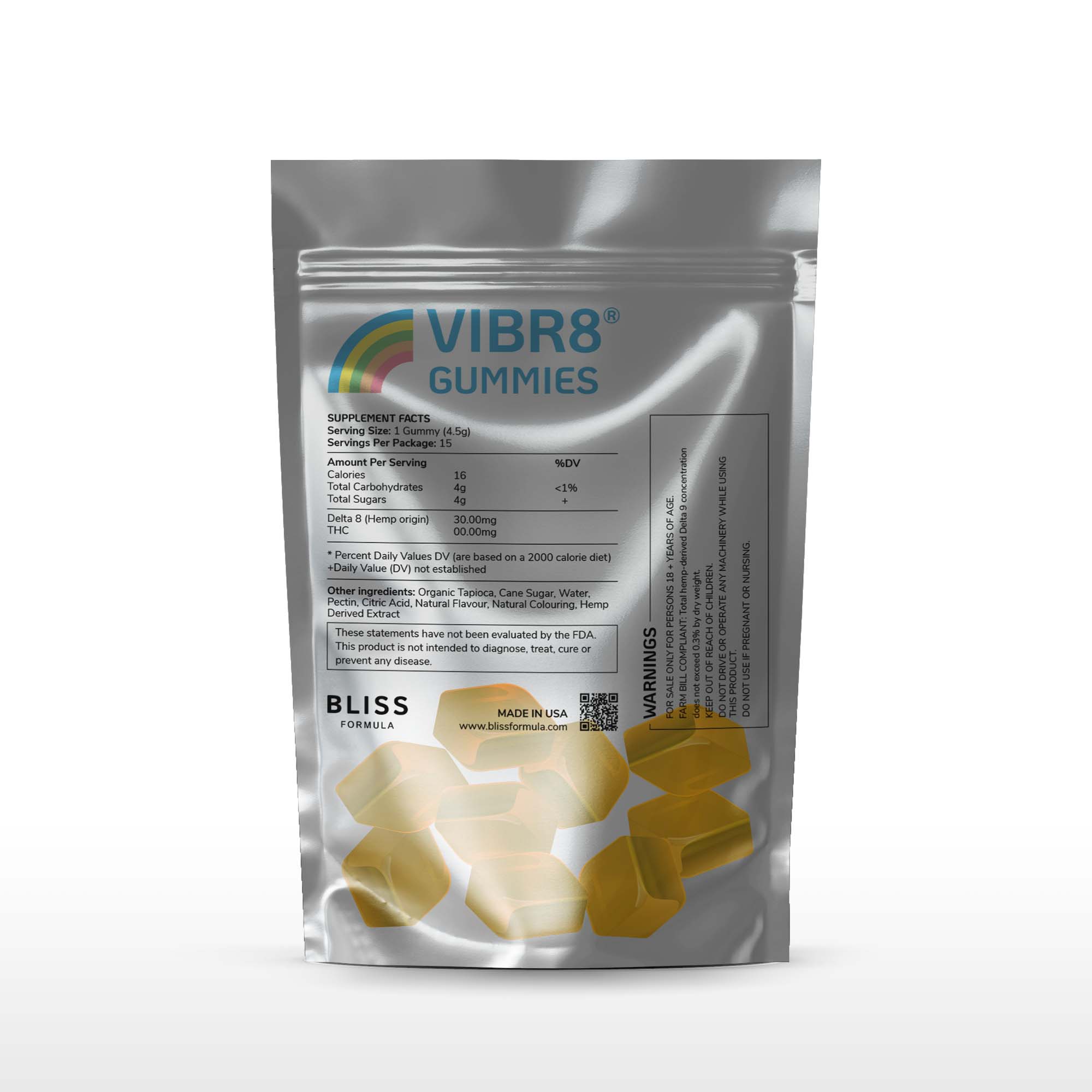VIBR8® Gummies 60 Pieces (3000mg Total Delta 8) 4 x Packs